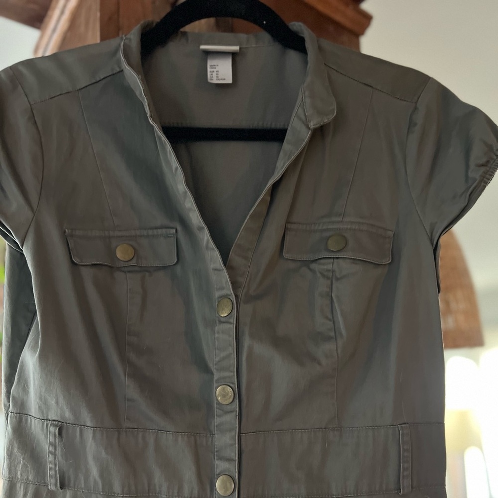 H&M Army green shirt dress/tunic, medium